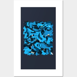 Blue Urban Camouflage Camo Army Pattern Posters and Art